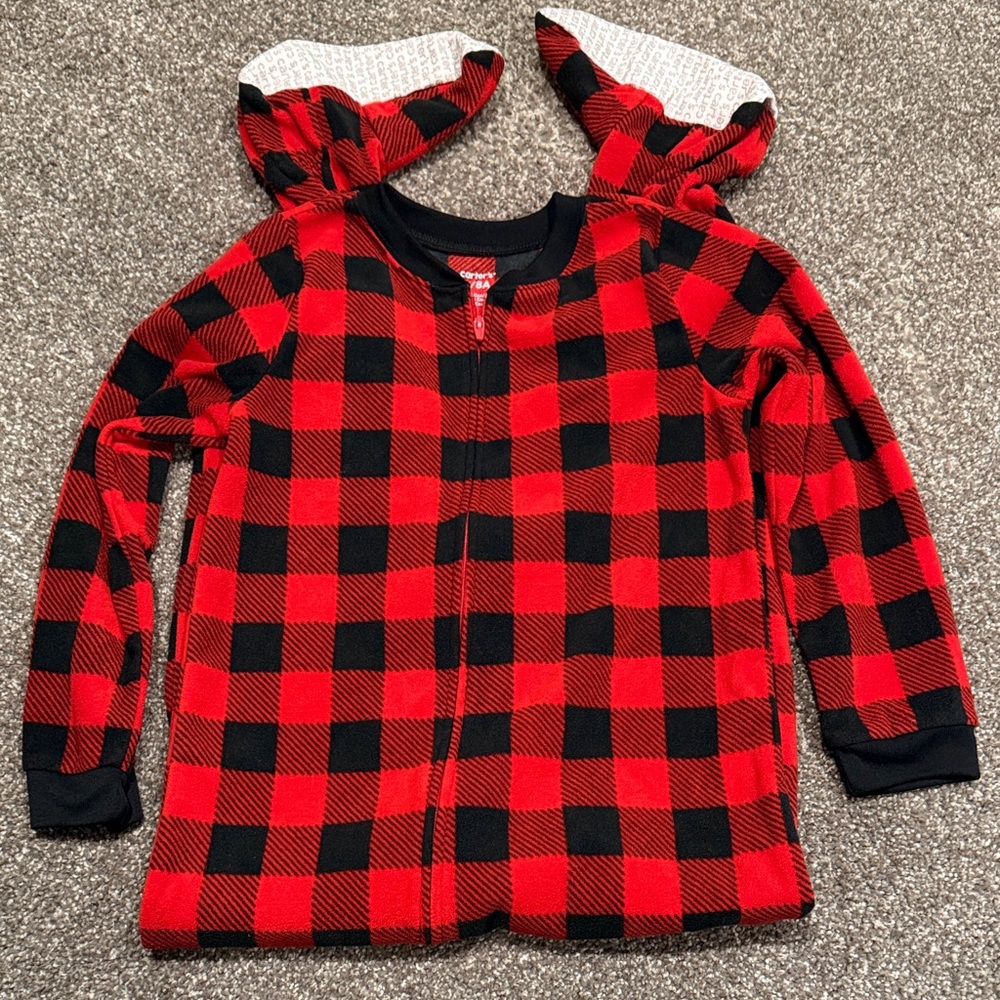 Carter's Red and Black Checkered Footie Pajamas